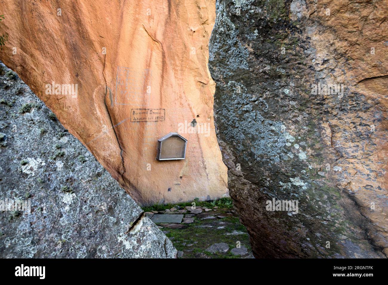 Retief rock memorial in the Drakenberg mountains, South Africa Stock ...