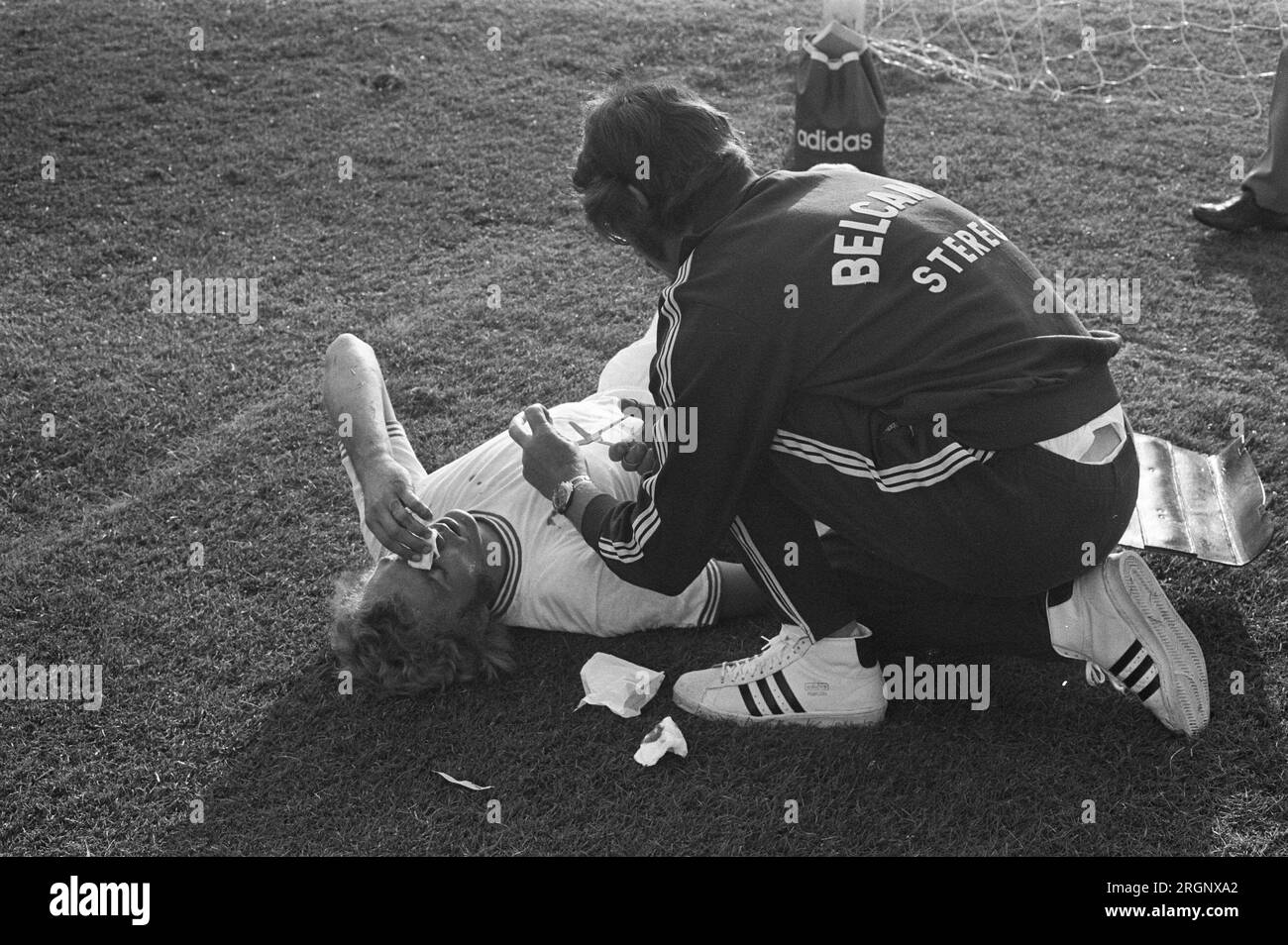 Volewijckers against FSC 1-2, game moment; injured player ca. August 1972 Stock Photo