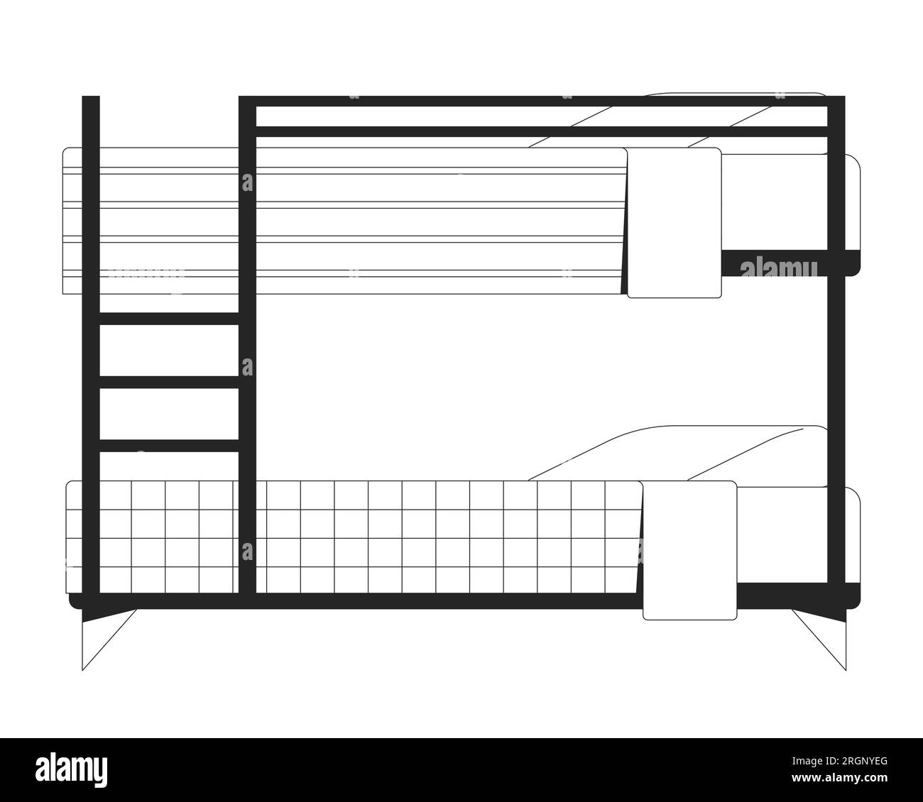 Bunk bed in university dormitory flat monochrome isolated vector object Stock Vector