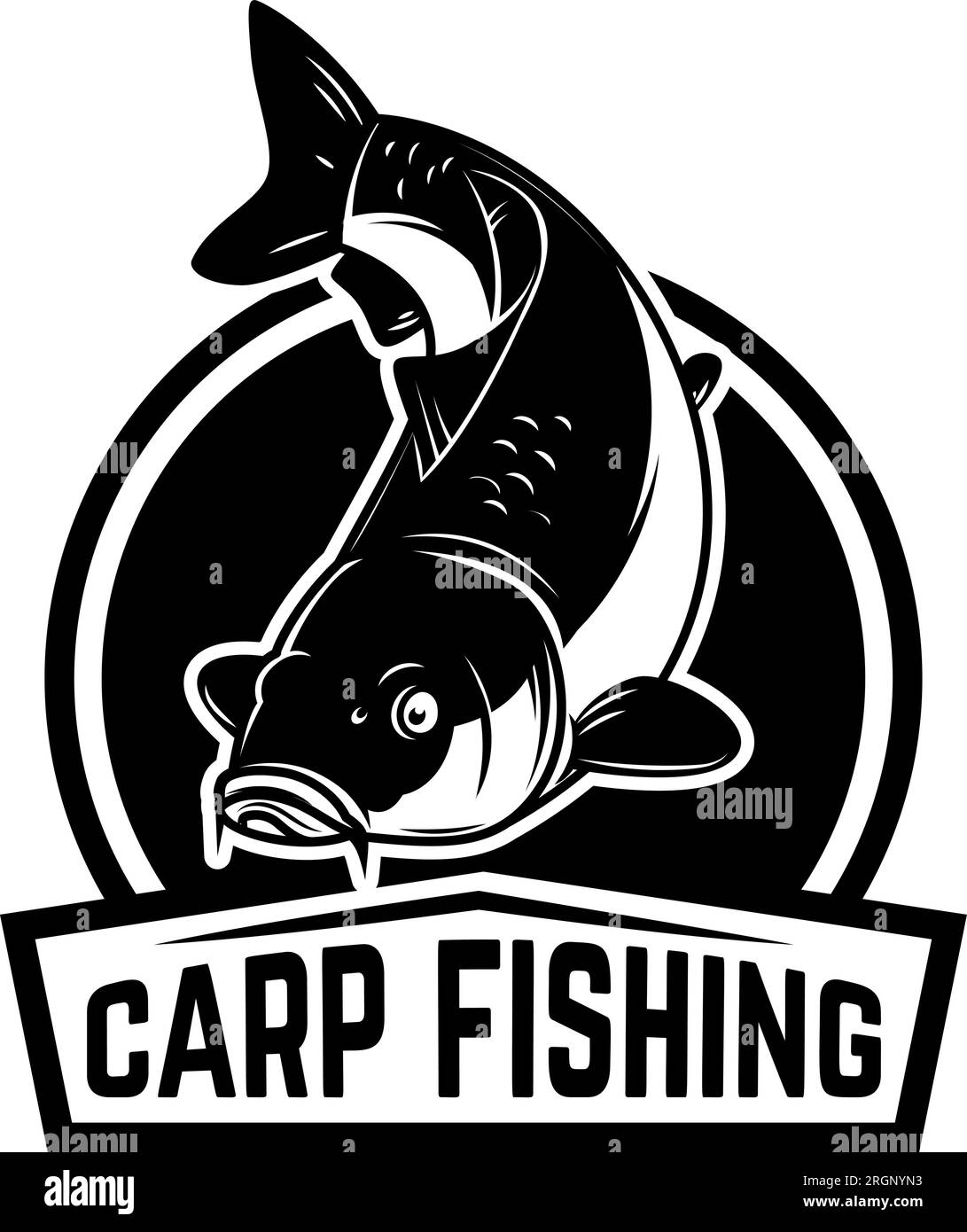 Set of carp fishing emblems in monochrome style. Carp fish logo