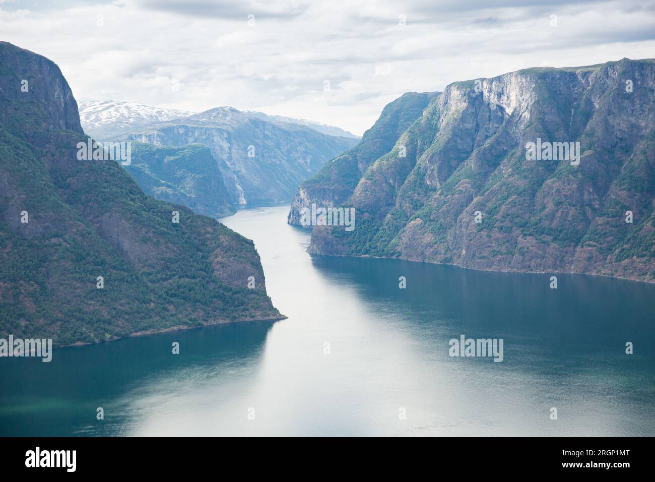 Aurlandsfjord fjord amazing landscape, Norway Scandinavia. National tourist route Aurlandsfjellet Stock Photo