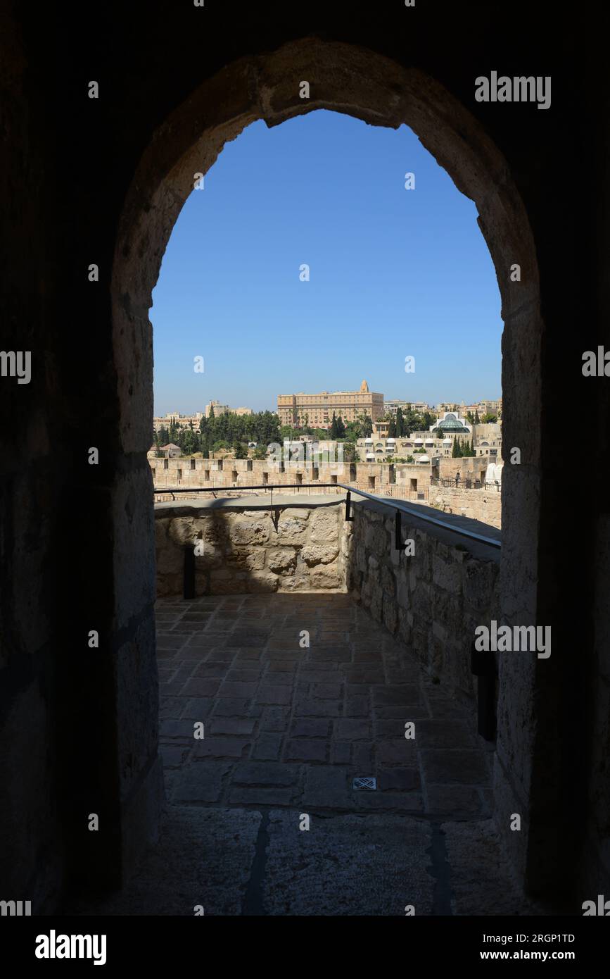 A view of the King David hotel seen from the citadel in the old city of Jerusalem, Israel. Stock Photo