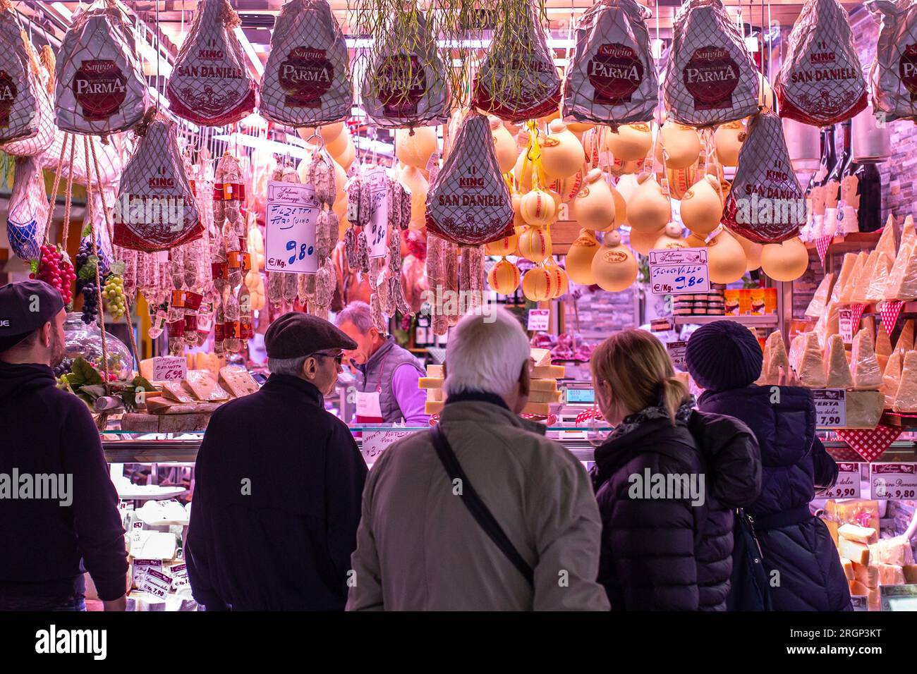 TURIN, ITALY - NOVEMBER 10, 2018: People at the local traditional market at Porta Palazzo in Turin, Italy. Stock Photo
