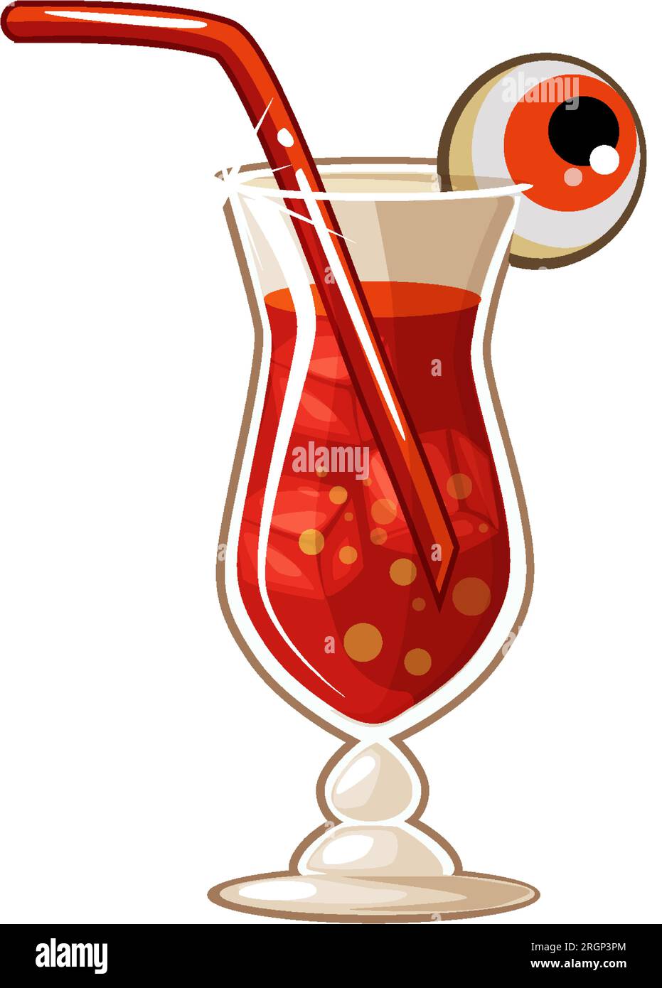 Halloween blood cocktail with eye isolated on transparent background Stock Vector