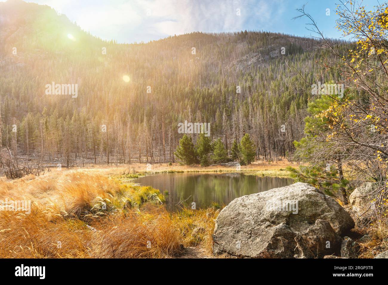 Lake in the Rocky Mountains National Park, Colorado Stock Photo