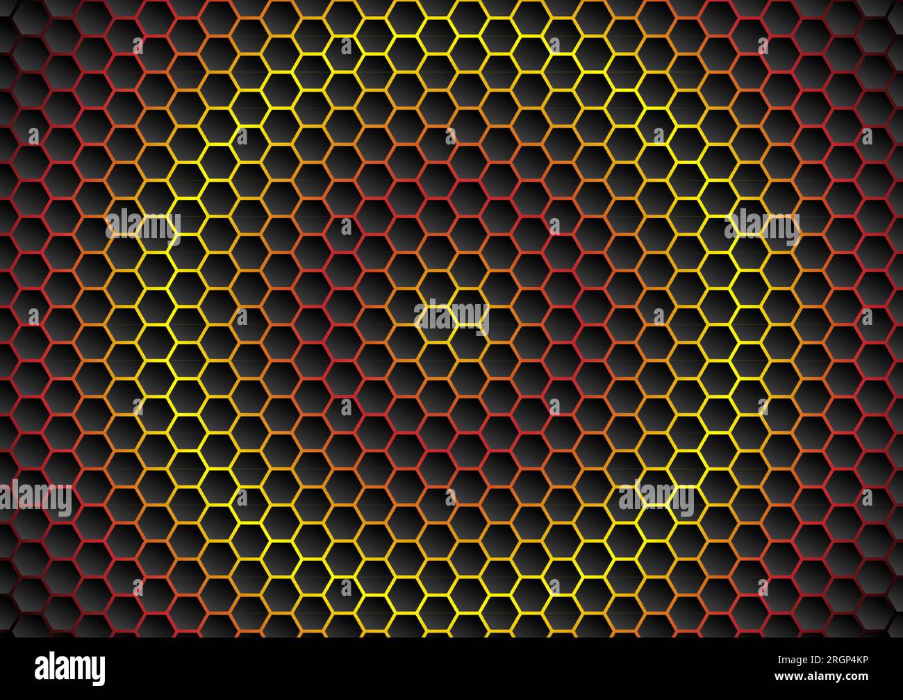 abstract background hexagon with gradient red and yellows colors ...