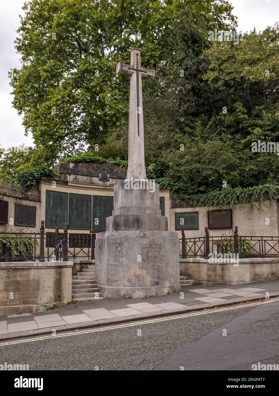 View of the historic War Memorial in the centre of Bath, Somerset. The