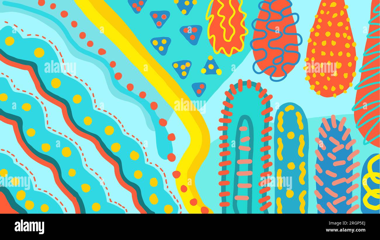 Abstract art background vector. Creative Hand drawn various shapes and doodle object elements. wall art for home decor, prints and pattern design. Mod Stock Vector
