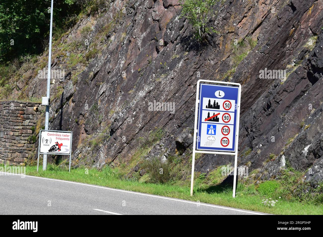 speed limit information sign at the border of Luxembourg Stock Photo ...