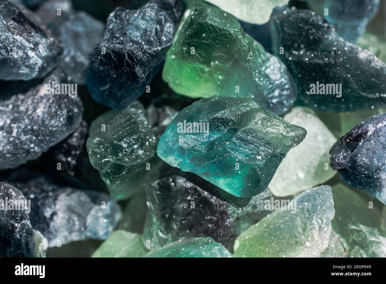 Fluorite Cabbing Rough Gems And Minerals Stock Photo