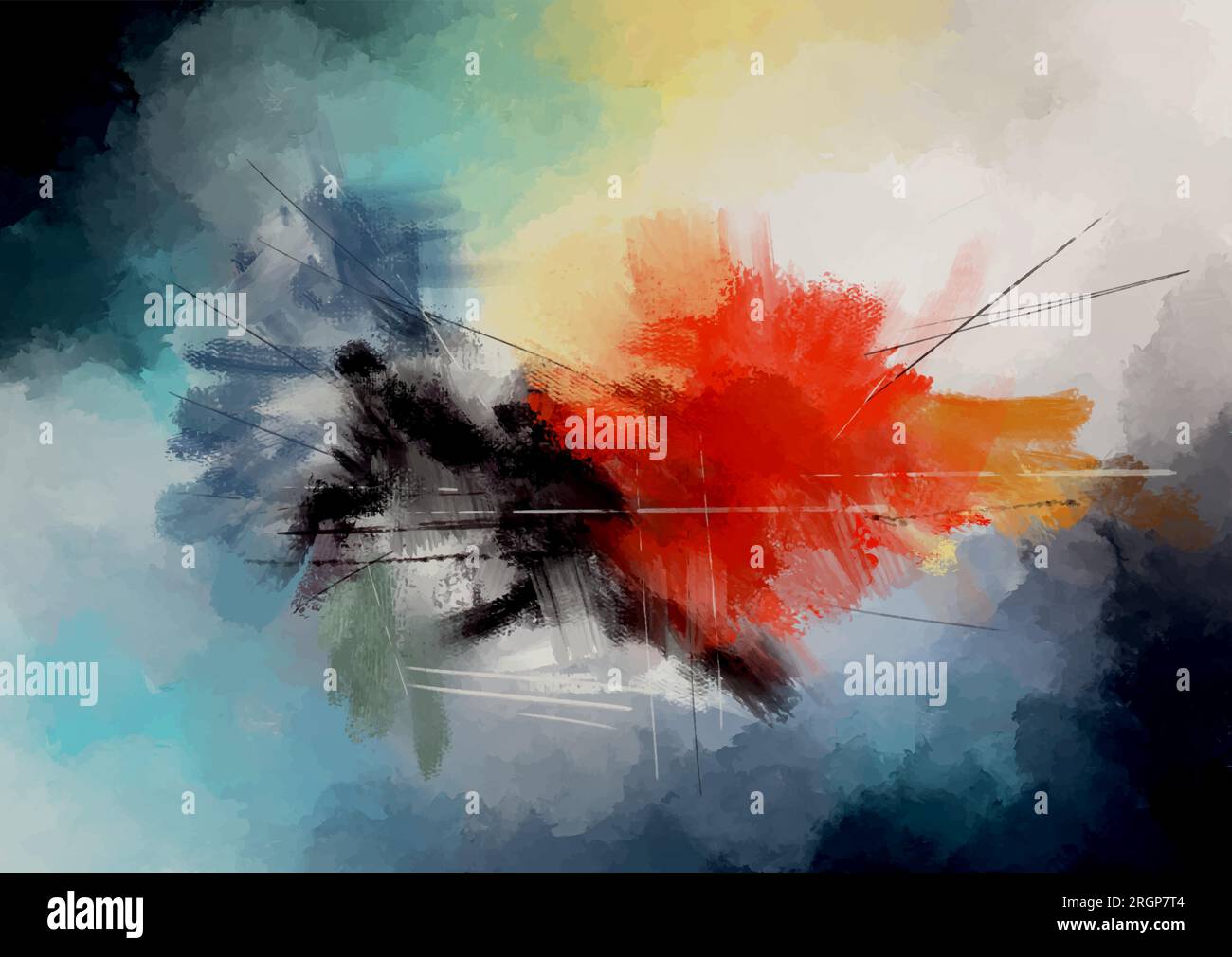 Abstract hand painted modern art canvas design background Stock Vector
