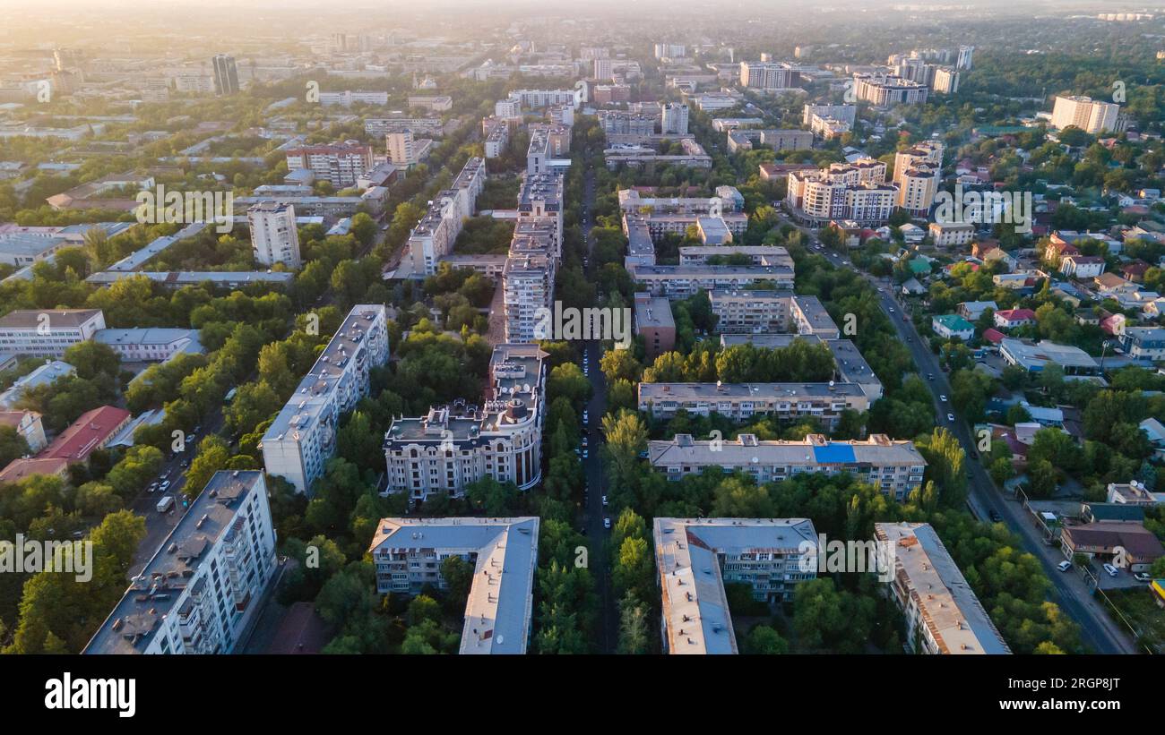 Almaty, Kazakhstan June 06, 2023 View of the roofs of houses in the
