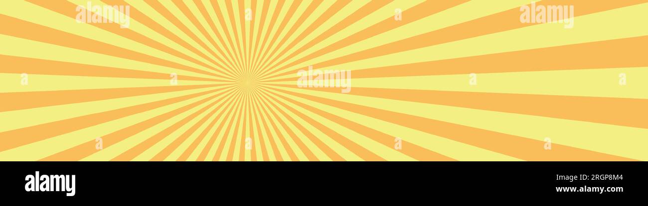 Comic sunburst with dynamic rays emanating from a central sun. Yellow radial elements create a vibrant background, perfect for a striking visual effec Stock Vector