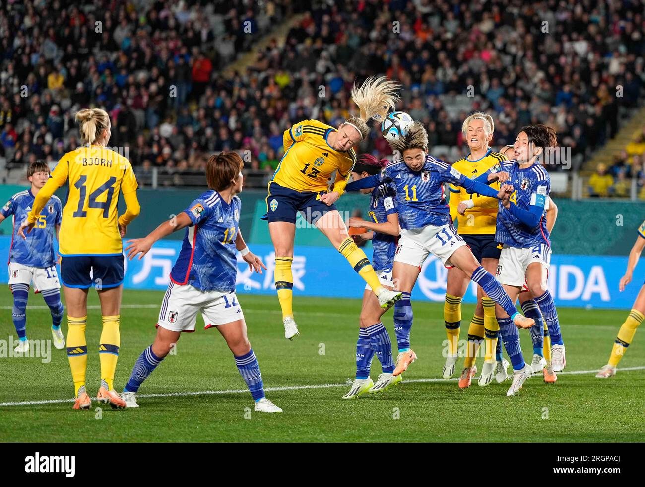 August 11 2023: Mina Tanaka (Japan) and Amanda Ilestedt (Sweden) battle for the ball during a game, at, . Kim Price/CSM Stock Photo