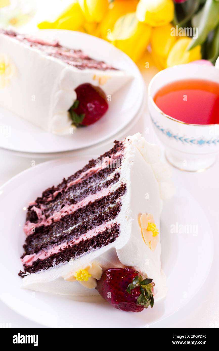 Chocolate Strawberry Lemon Torte Stock Photo - Alamy