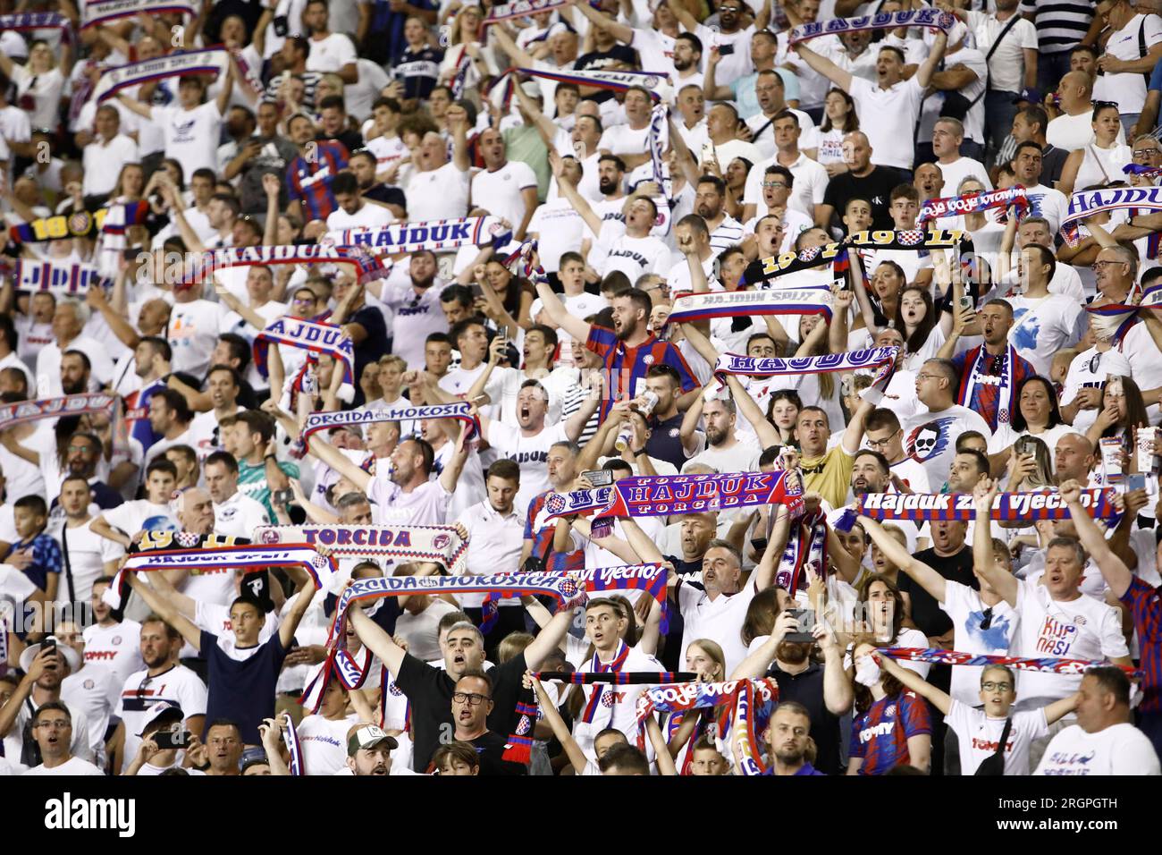 Hajduk split fans during the europa league hi-res stock