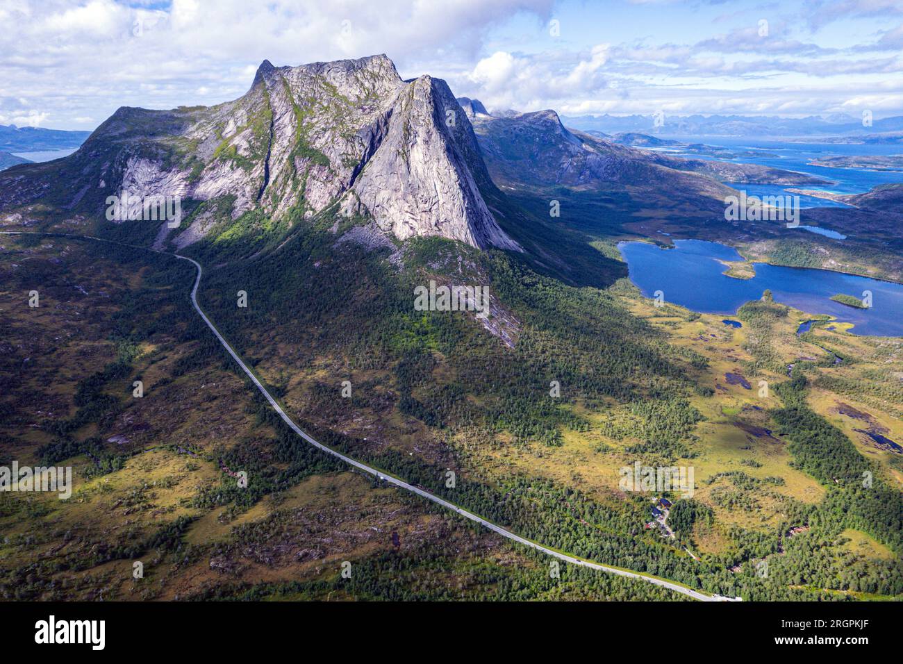 The wild mountainous and glaciated landscape near Narvik, Northern Norway, Arctic Norway, Eidetind, Eidetinden Stock Photo