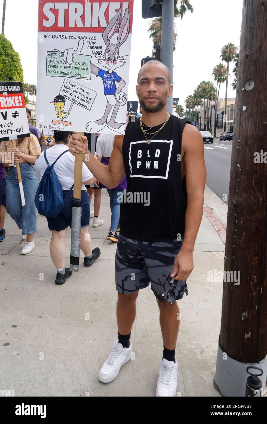 Hollywood, Ca. 10th Aug, 2023. Kendrick Sampson at the SAG AFTRA-WGA