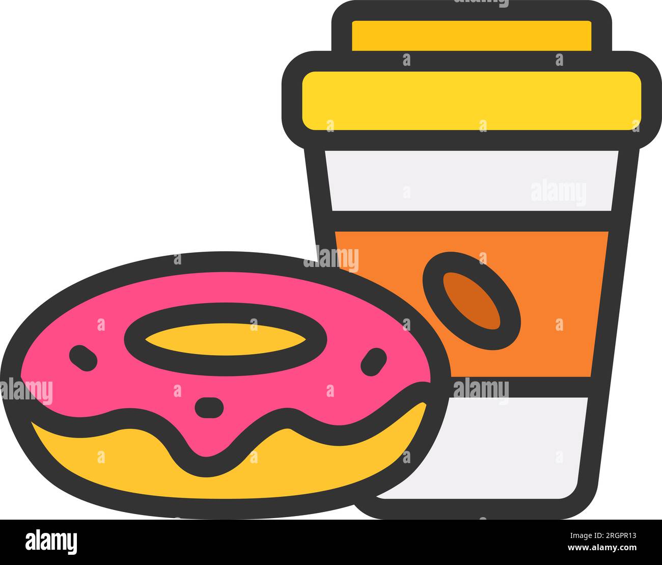 Coffee with Donut Icon image. Suitable for mobile application. Stock Vector