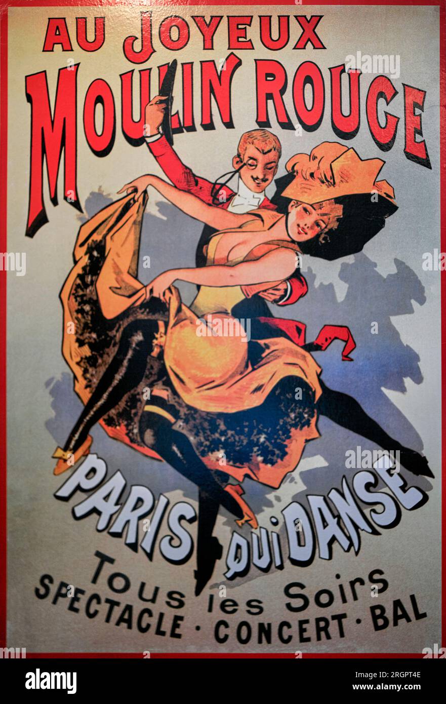 Vintage poster Moulin Rouge cabaret and music hall Paris France Stock Photo