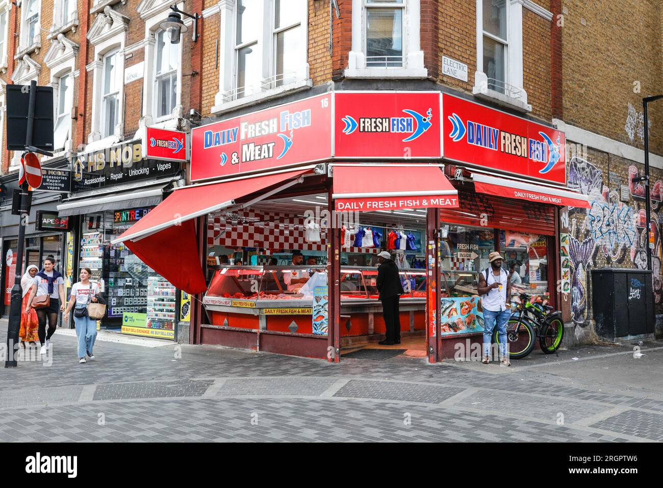 Electric Avenue, Brixton Market fishmonger, shops, market stalls