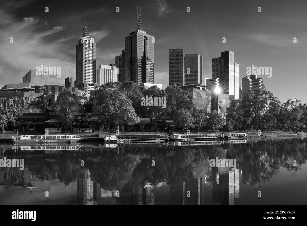 Melbourne Skyline B&W Stock Photo
