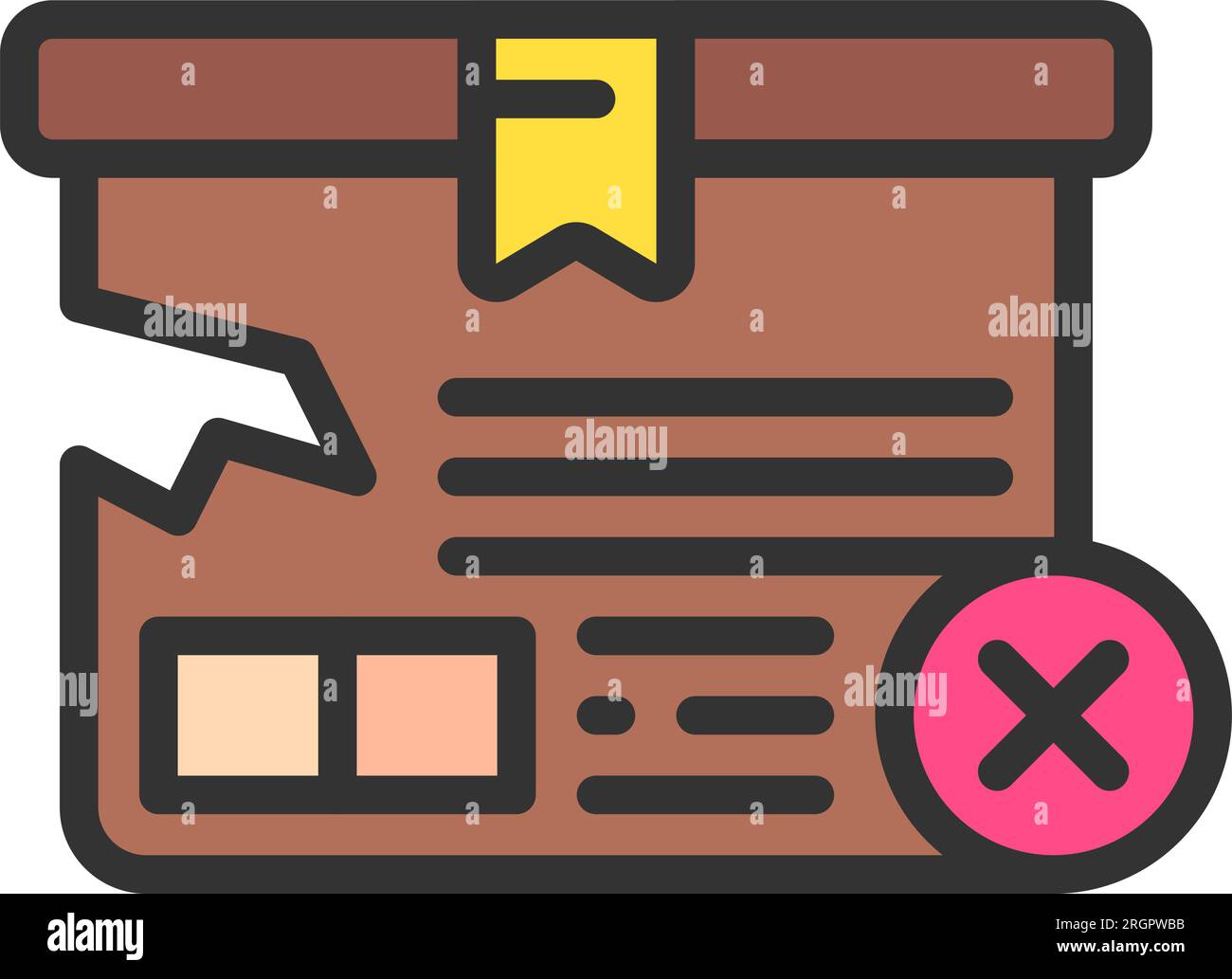 Delivery Box Rejected Icon image. Suitable for mobile application. Stock Vector