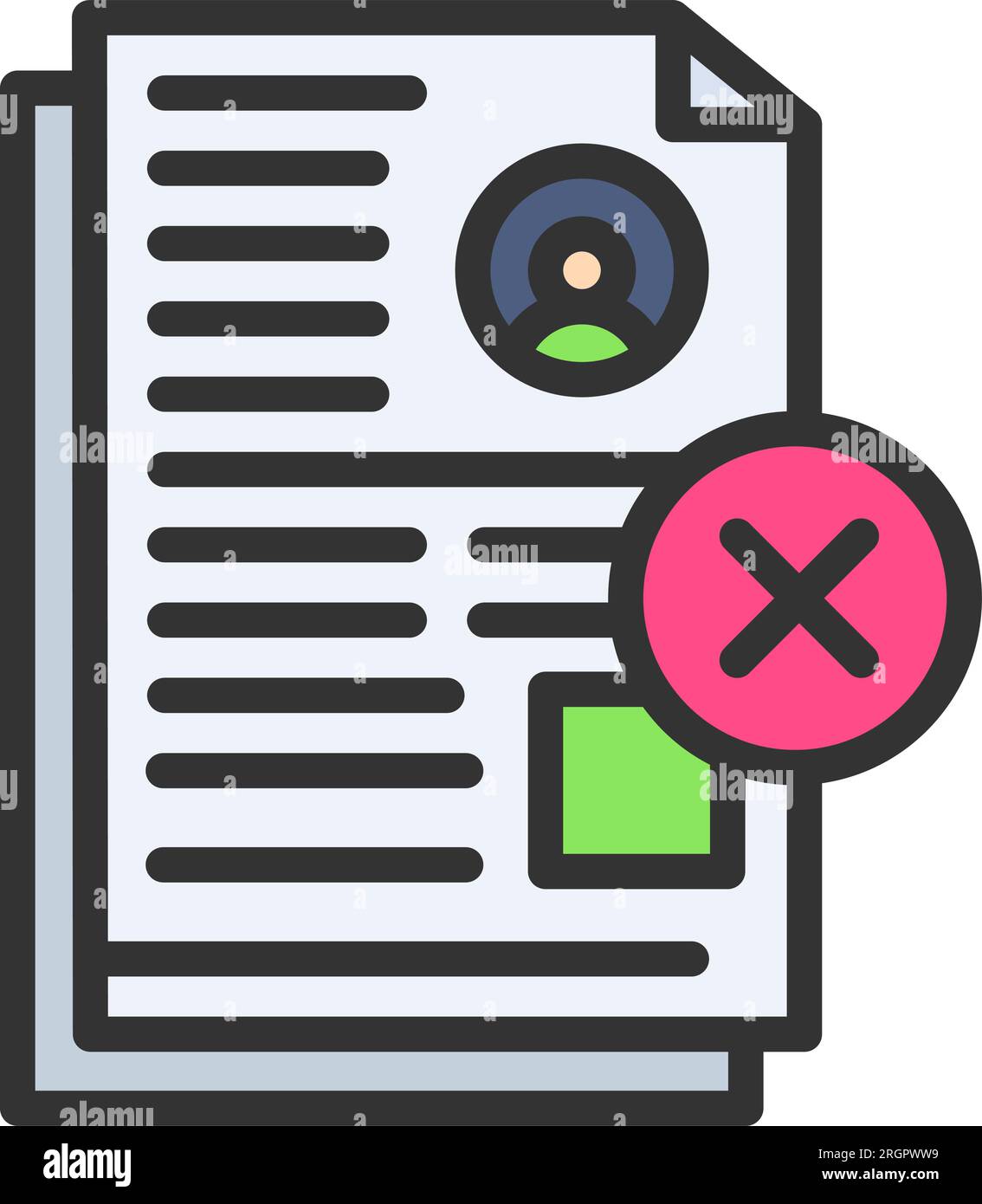 Document Rejected Icon image. Suitable for mobile application. Stock Vector