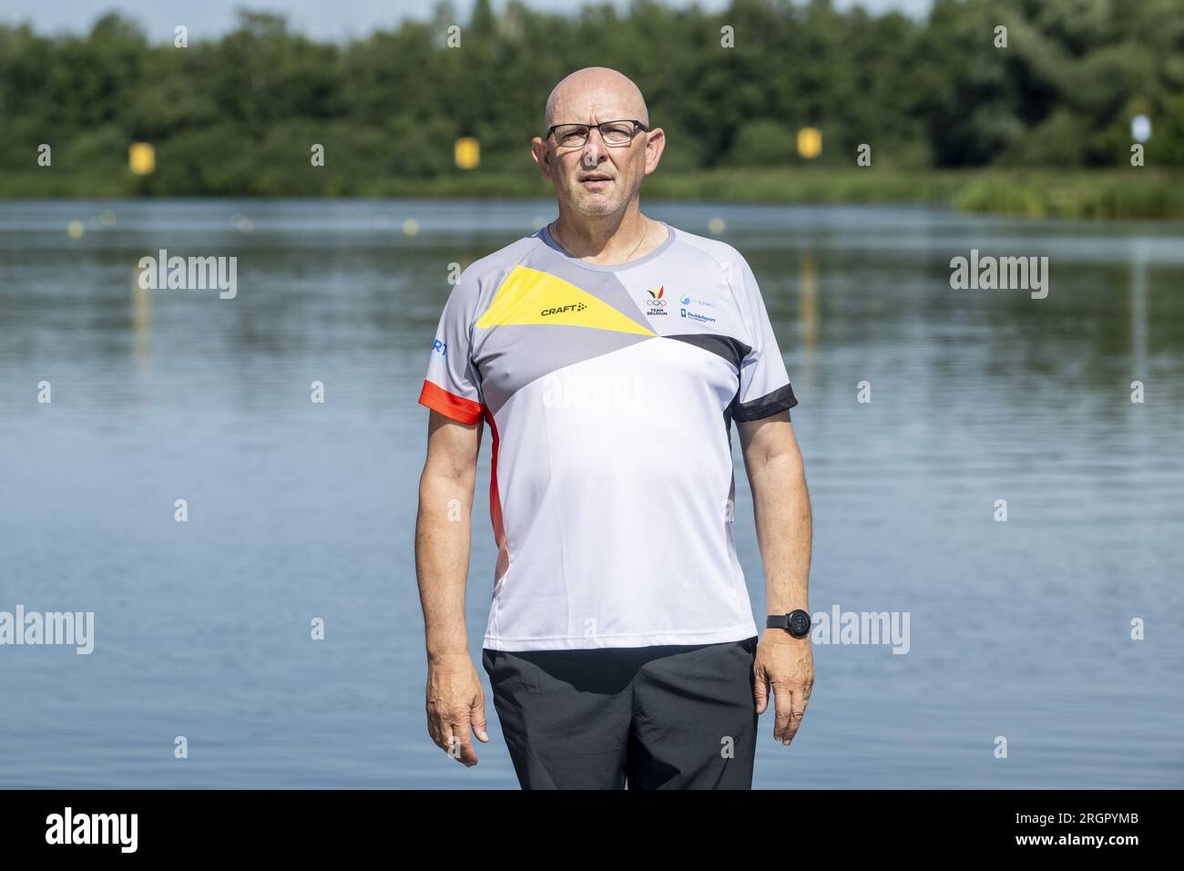 Willebroek, Belgium. 11th Aug, 2023. Red Torpedoes' head coach Carlos Prendes poses for the photographer at a press conference organized by the Vlaamse Roeiliga and Peddelsport Vlaanderen, ahead of the Olympic Games in Parijs 2024, Friday 11 August 2023 in Willebroek. During this press conference, the selection criteria and the athletes towards the Paris Olympics will be presented. BELGA PHOTO TOM GOYVAERTS Credit: Belga News Agency/Alamy Live News Stock Photo