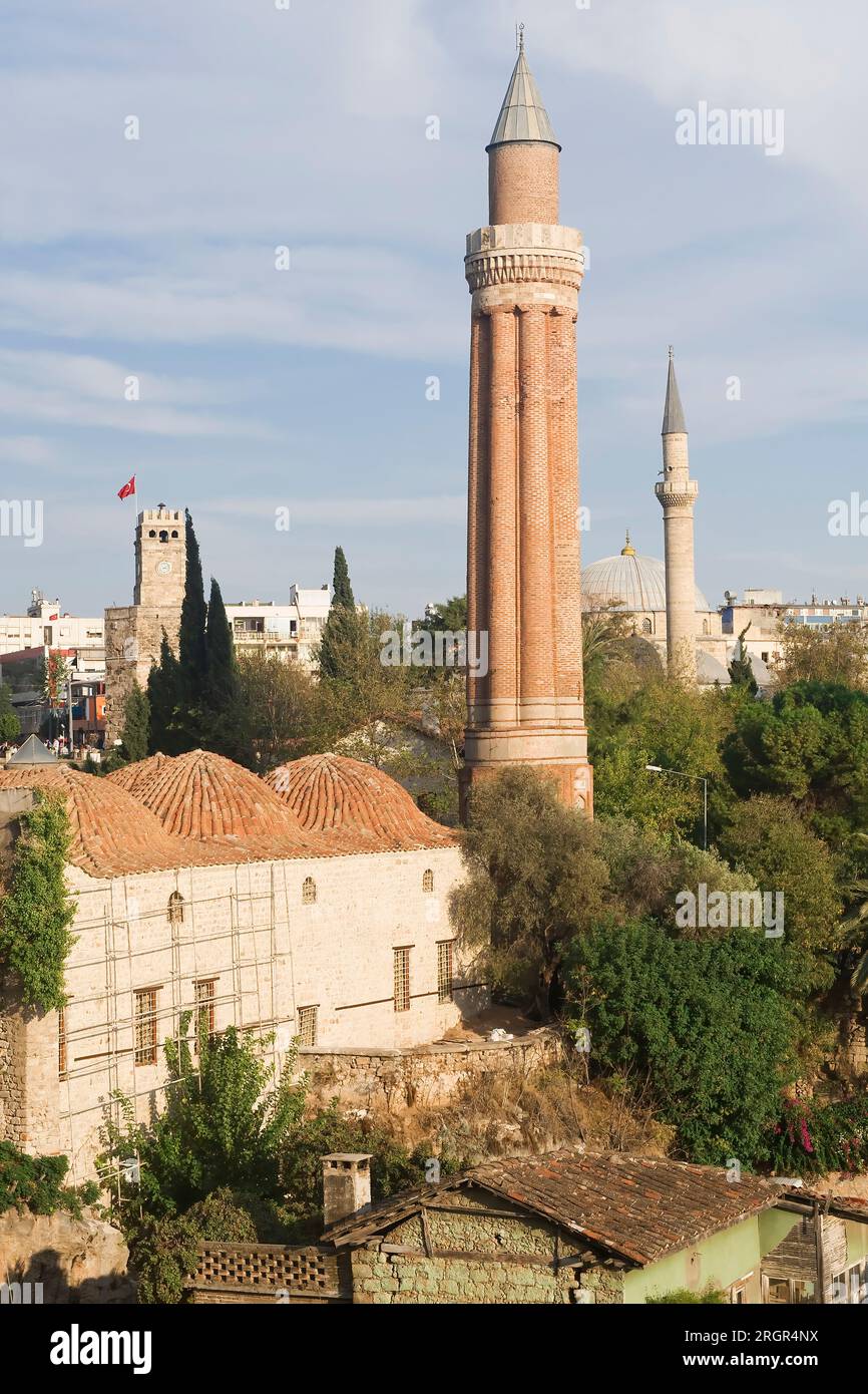 Minare Minaret of the Mosque Yivli Minare and the old city, Antalya, Turkey ...