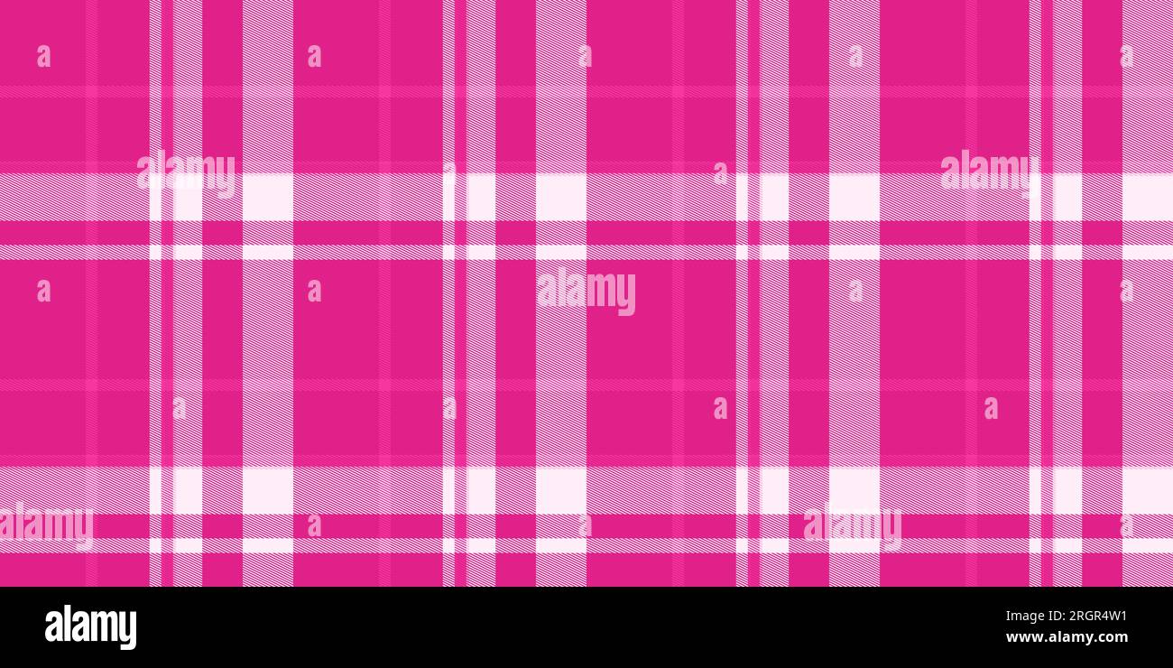 Seamless hot pink trendy gingham plaid barbiecore aesthetic fashion backdrop. Bold fun feminine flirtatious fuchsia tartan checker stripes textile pat Stock Photo