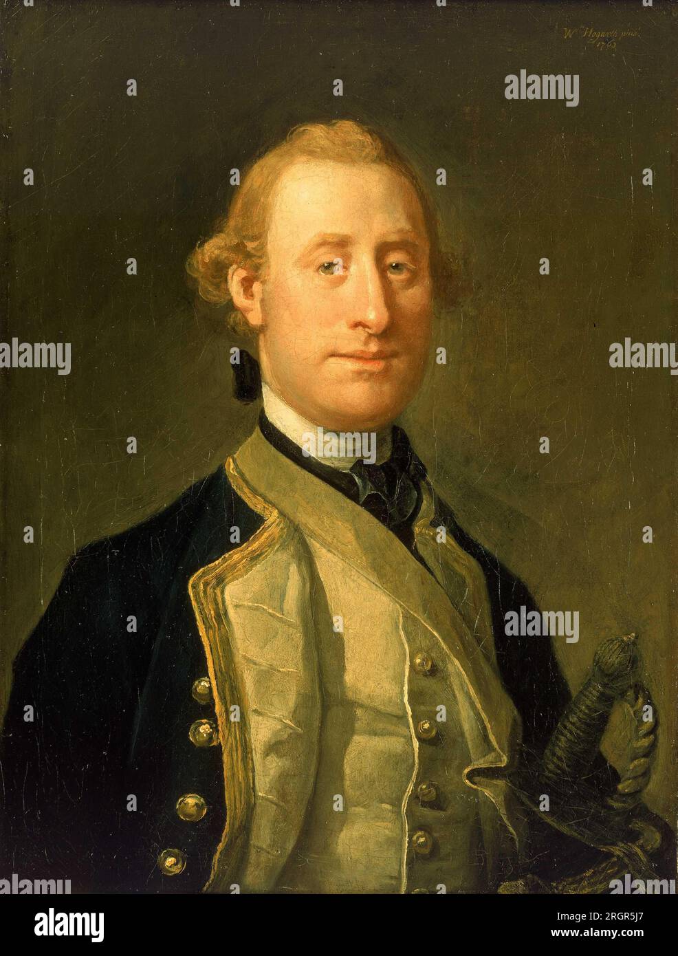 Captain Sir Alexander Schomberg, 1720-1804 1763 by William Hogarth Stock Photo