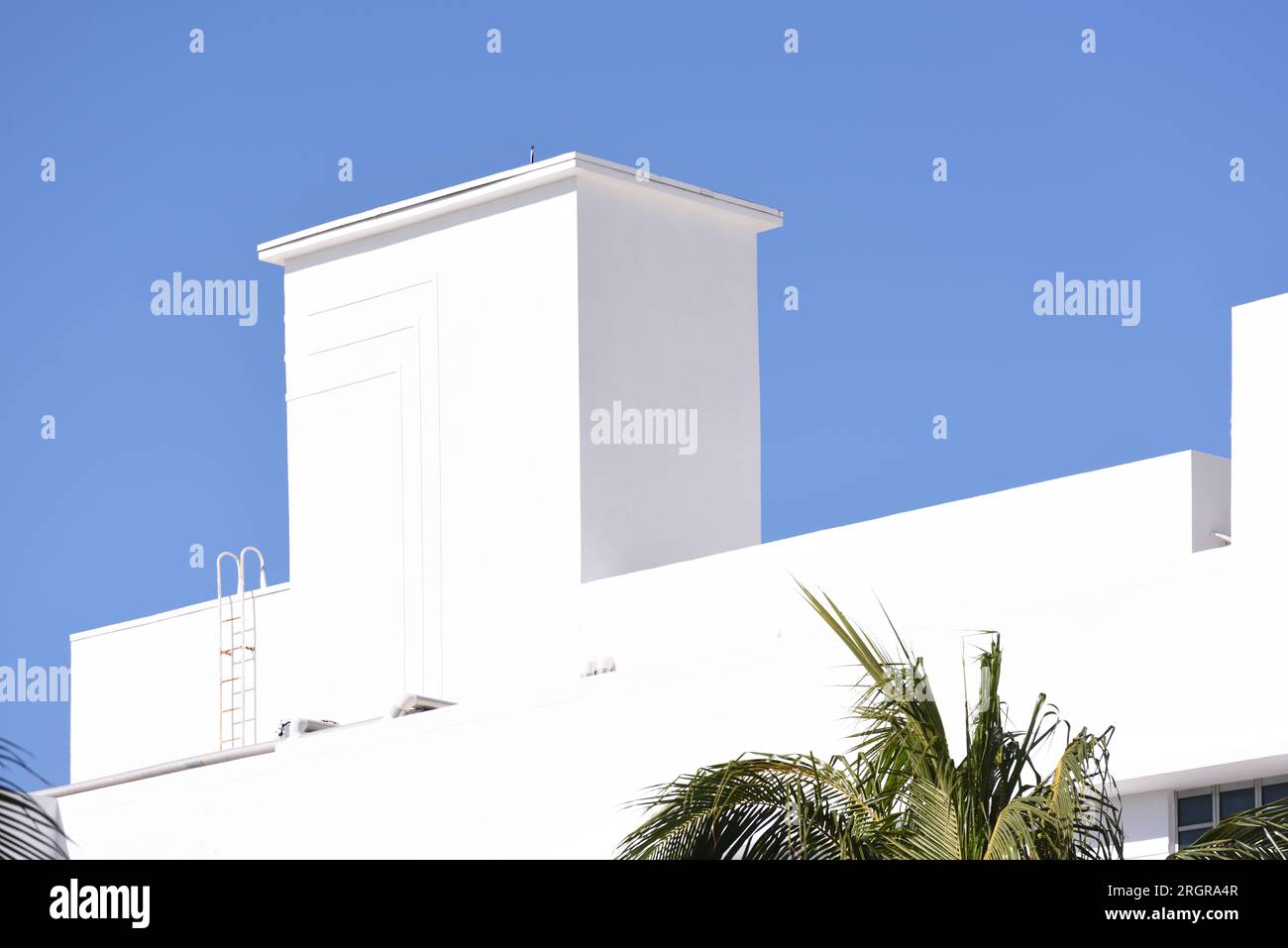 Miami. Art deco district. Geometries painted by the sky and light. Timeless color palette. Architectural details, striking compositions, vintage vibes Stock Photo