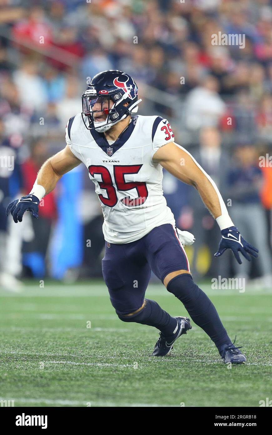 Houston Texans linebacker Jake Hansen (49) looks to defend during