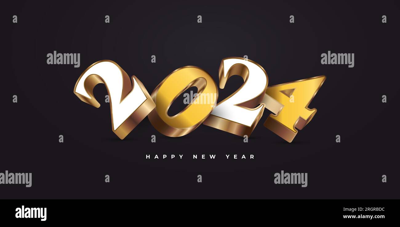 2024 3d gold vectors hi-res stock photography and images - Alamy