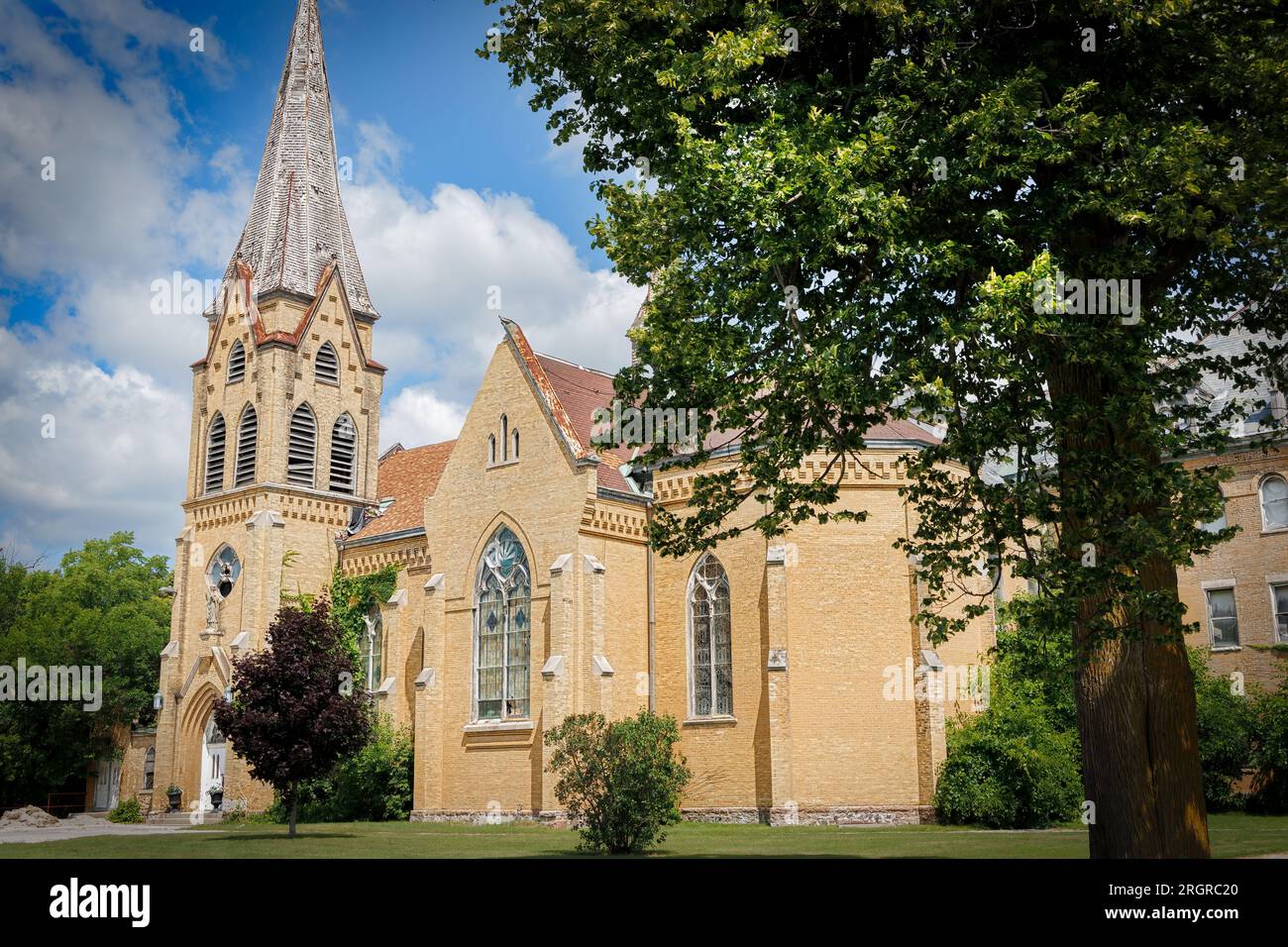 Saint Abrose Church and the dilapidated buildings of the Salvatorian