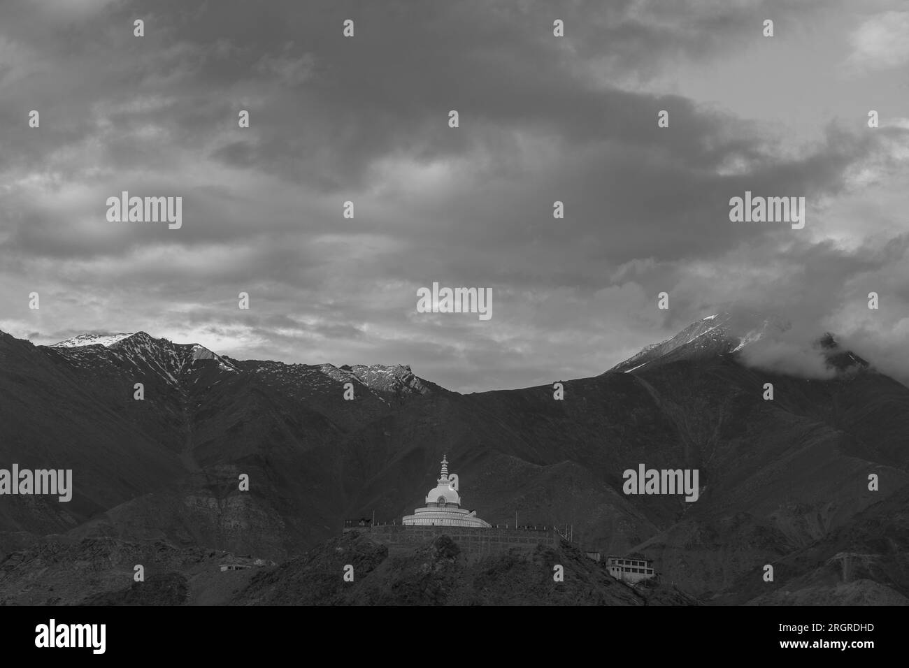 Shanti Stupa, a famous landmark at Leh town, India on 23 july 2023 Stock Photo