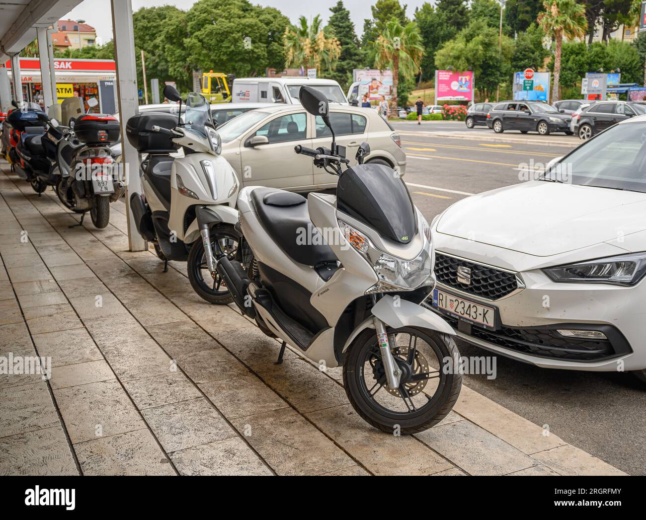Motorcycles in a street car park in Split, Croatia Stock Photo Alamy