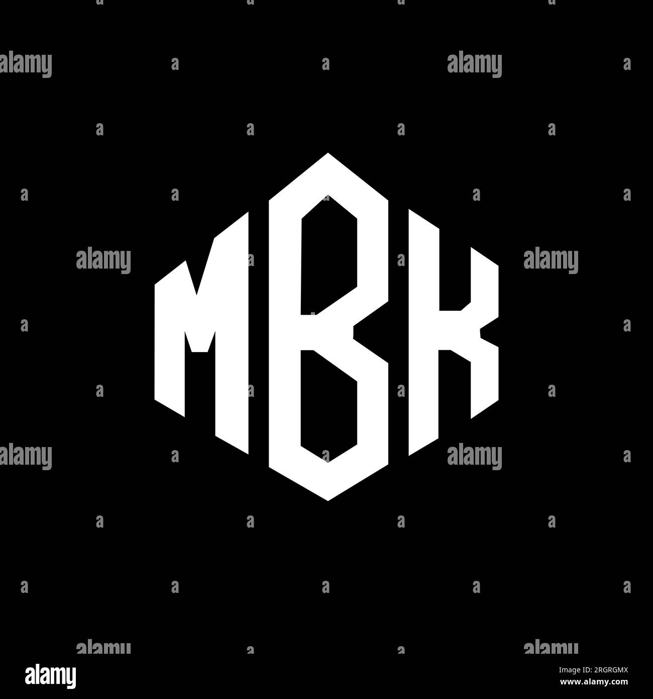 MBK letter logo design with polygon shape. MBK polygon and cube shape logo design. MBK hexagon vector logo template white and black colors. MBK monogr Stock Vector