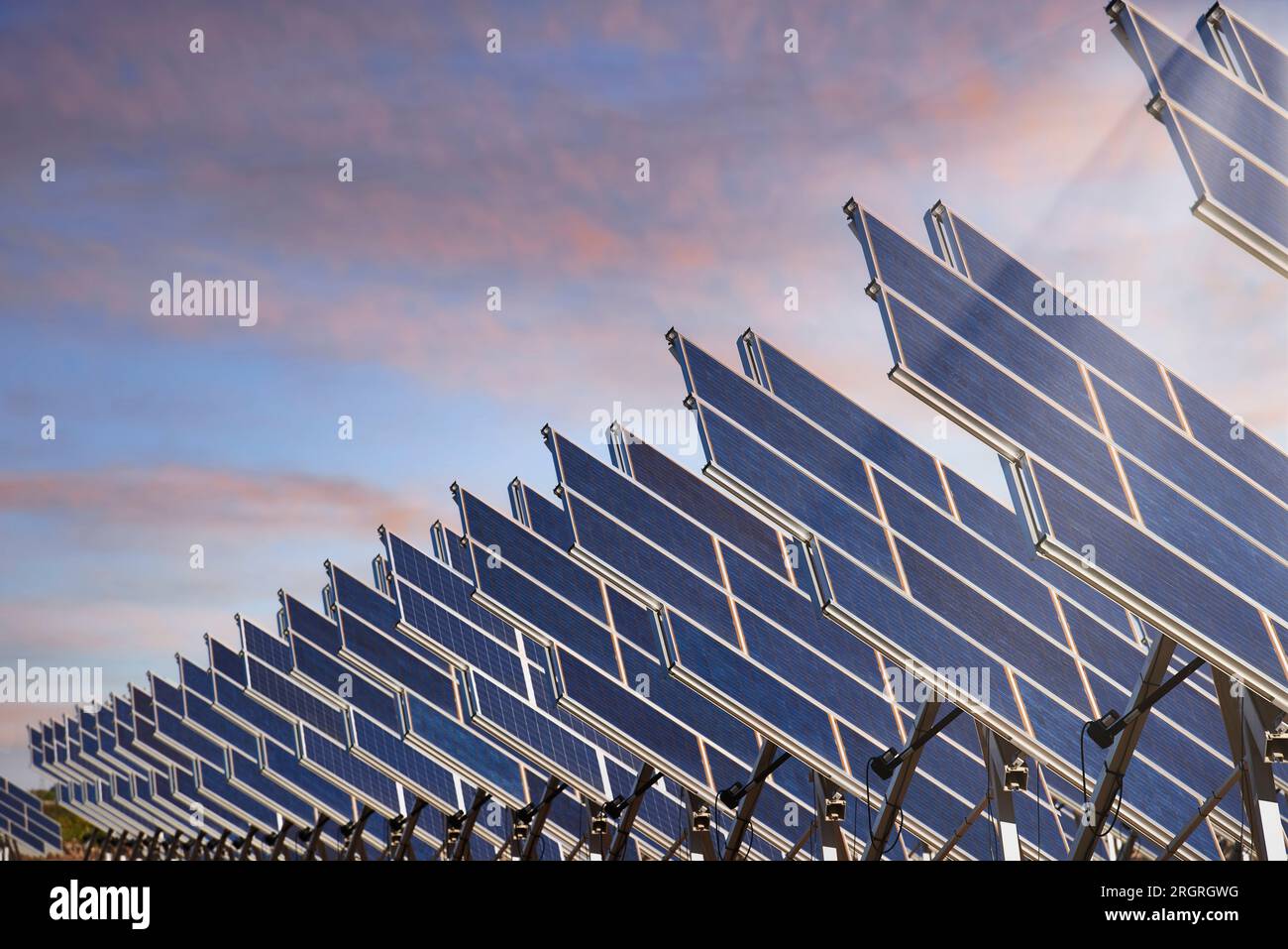 View of the photovoltaic Plant, Castilla La Mancha, Spain, Europe. Stock Photo
