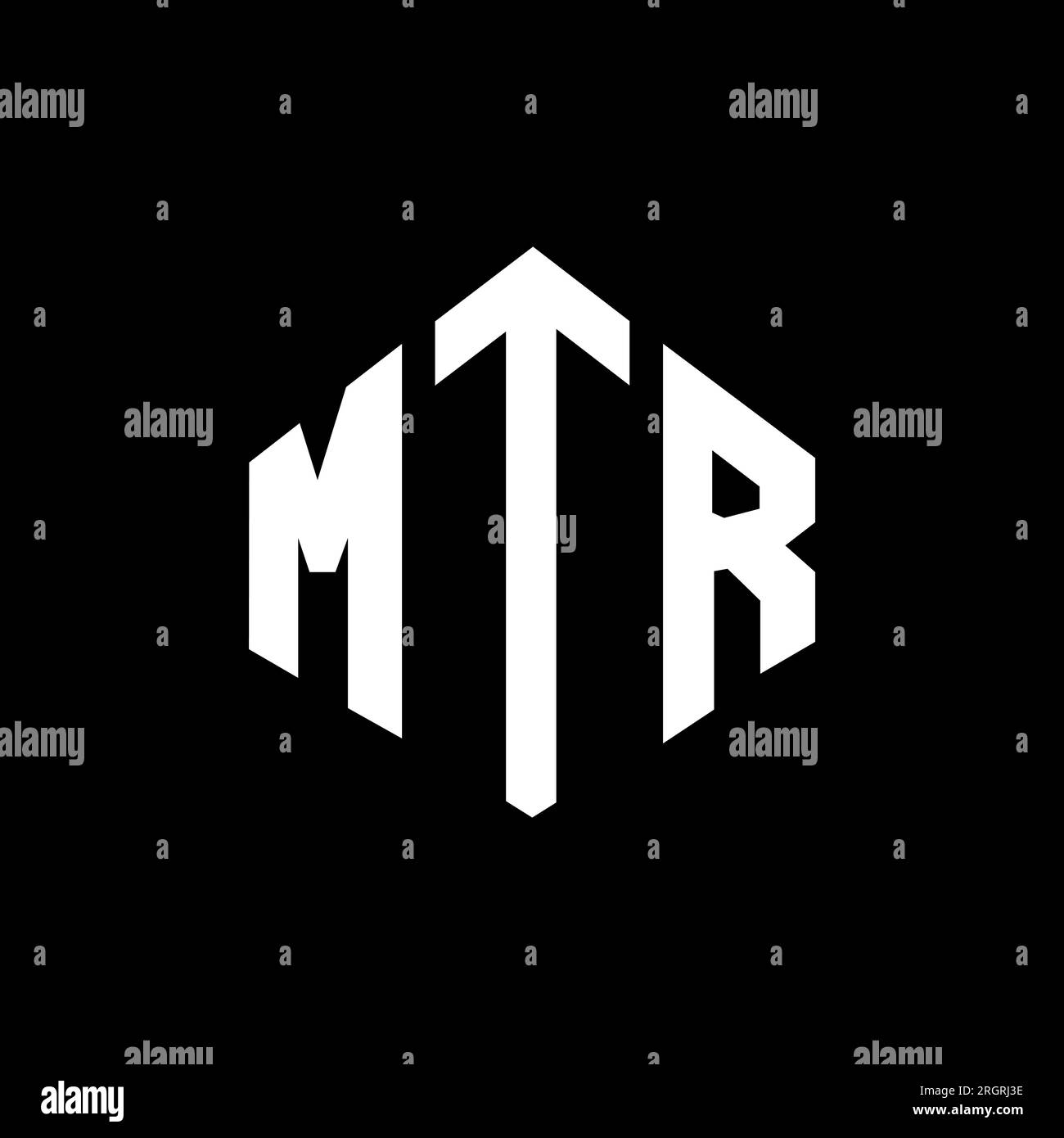 MTR letter logo design with polygon shape. MTR polygon and cube shape logo design. MTR hexagon vector logo template white and black colors. MTR monogr Stock Vector
