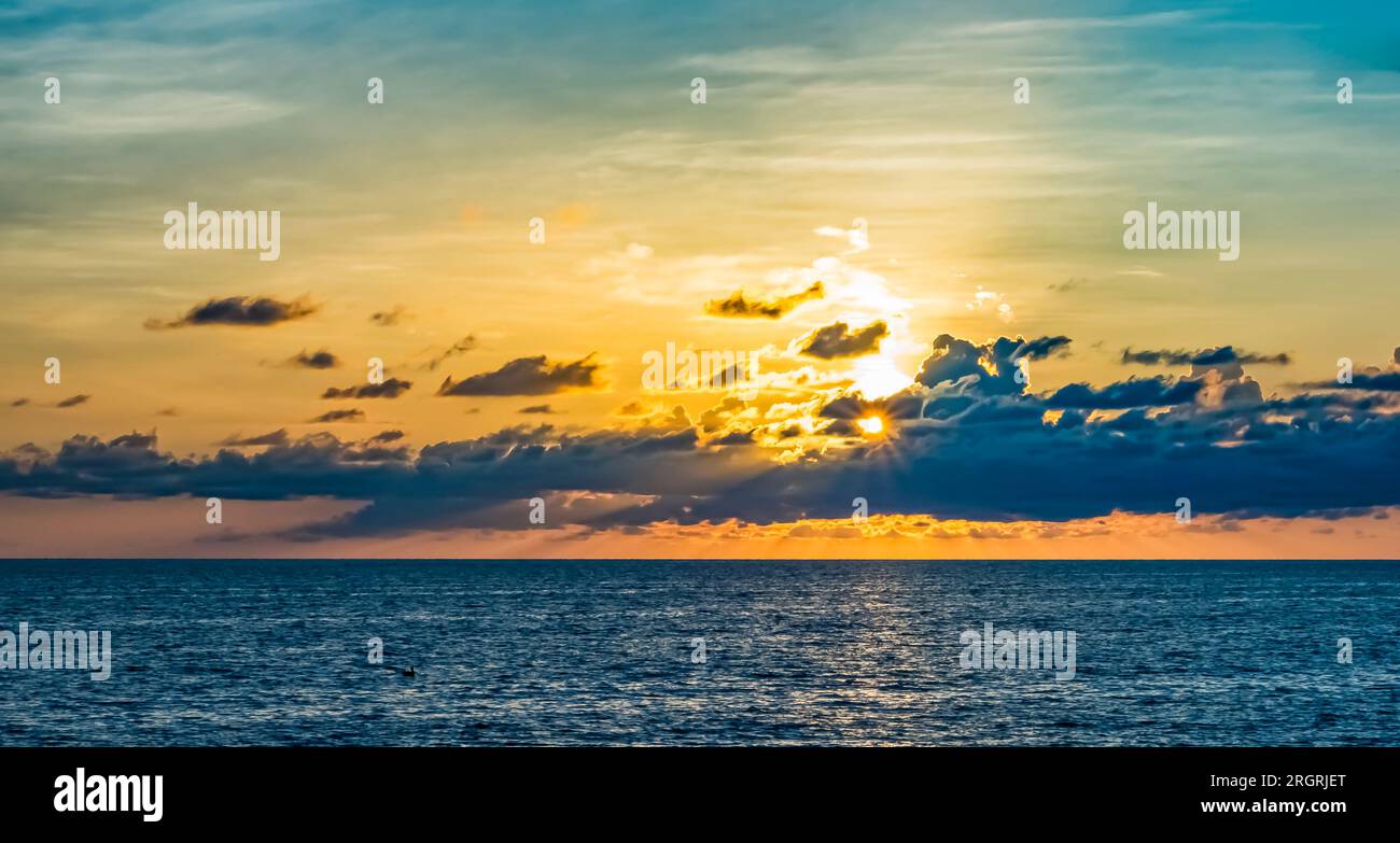 Sunset over the Gulf of Mexico from Venice Florida USA Stock Photo