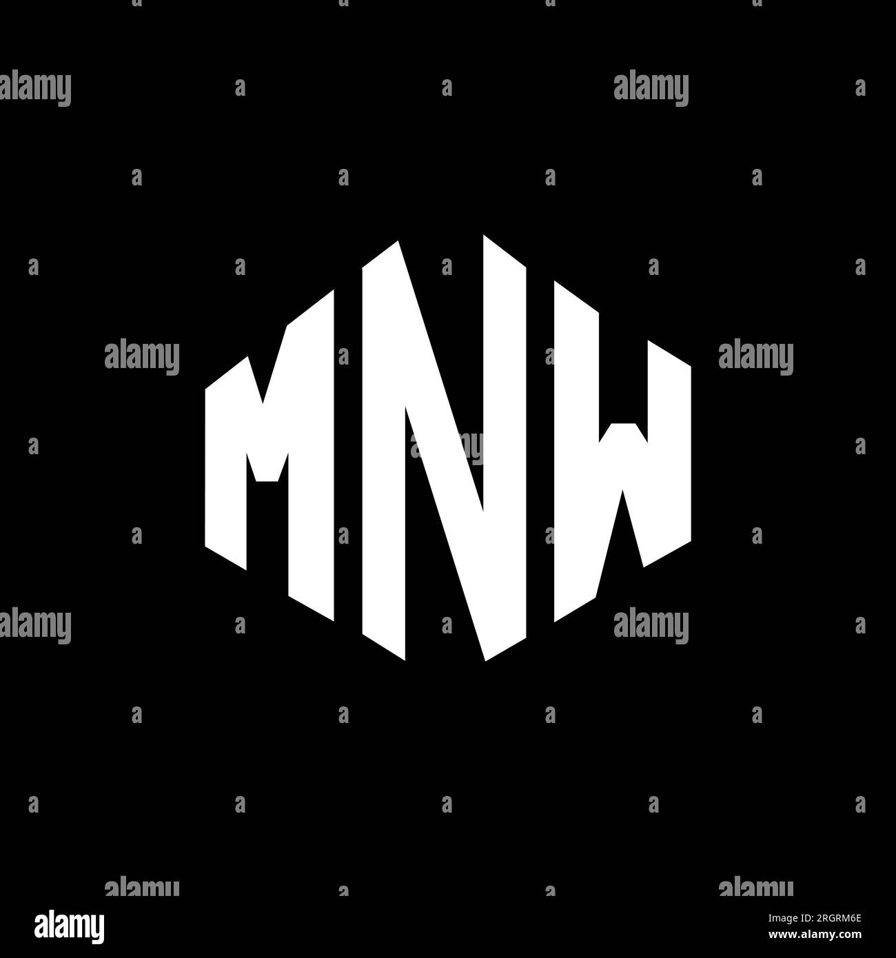 MNW letter logo design with polygon shape. MNW polygon and cube shape logo design. MNW hexagon vector logo template white and black colors. MNW monogr Stock Vector