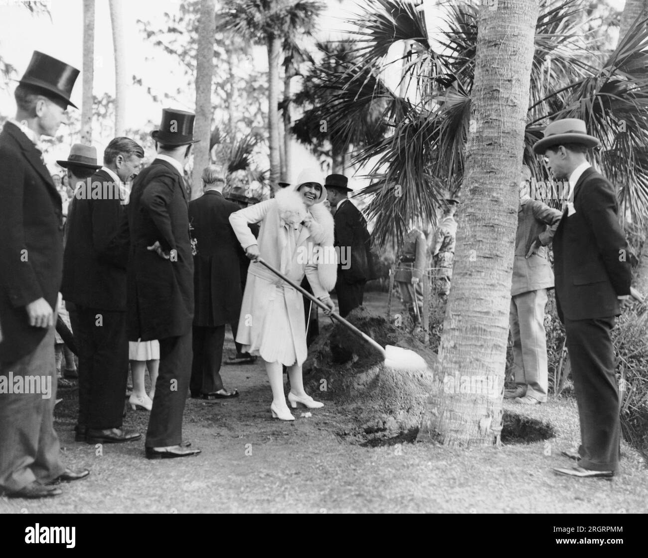 Mountain Lake, Florida: February 3, 1929. Mrs. Calvin Coolidge wields a