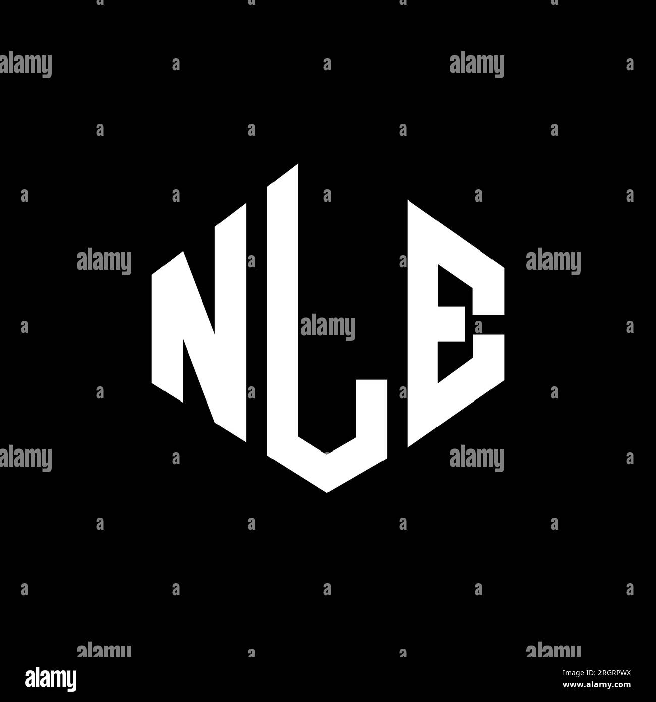NLE letter logo design with polygon shape. NLE polygon and cube shape logo design. NLE hexagon