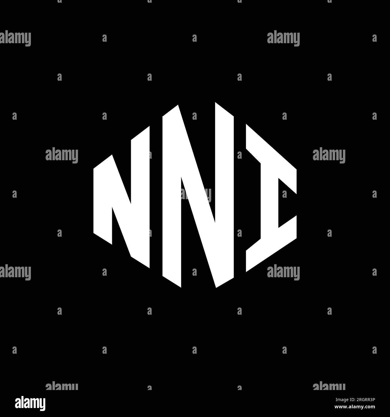 NNI letter logo design with polygon shape. NNI polygon and cube shape logo design. NNI hexagon vector logo template white and black colors. NNI monogr Stock Vector