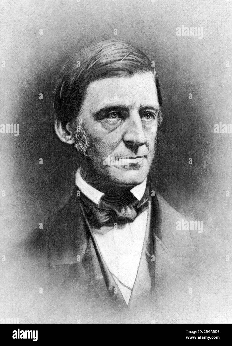 United States   1884 A mezzotint.portrait of Ralph Waldo Emerson Stock Photo