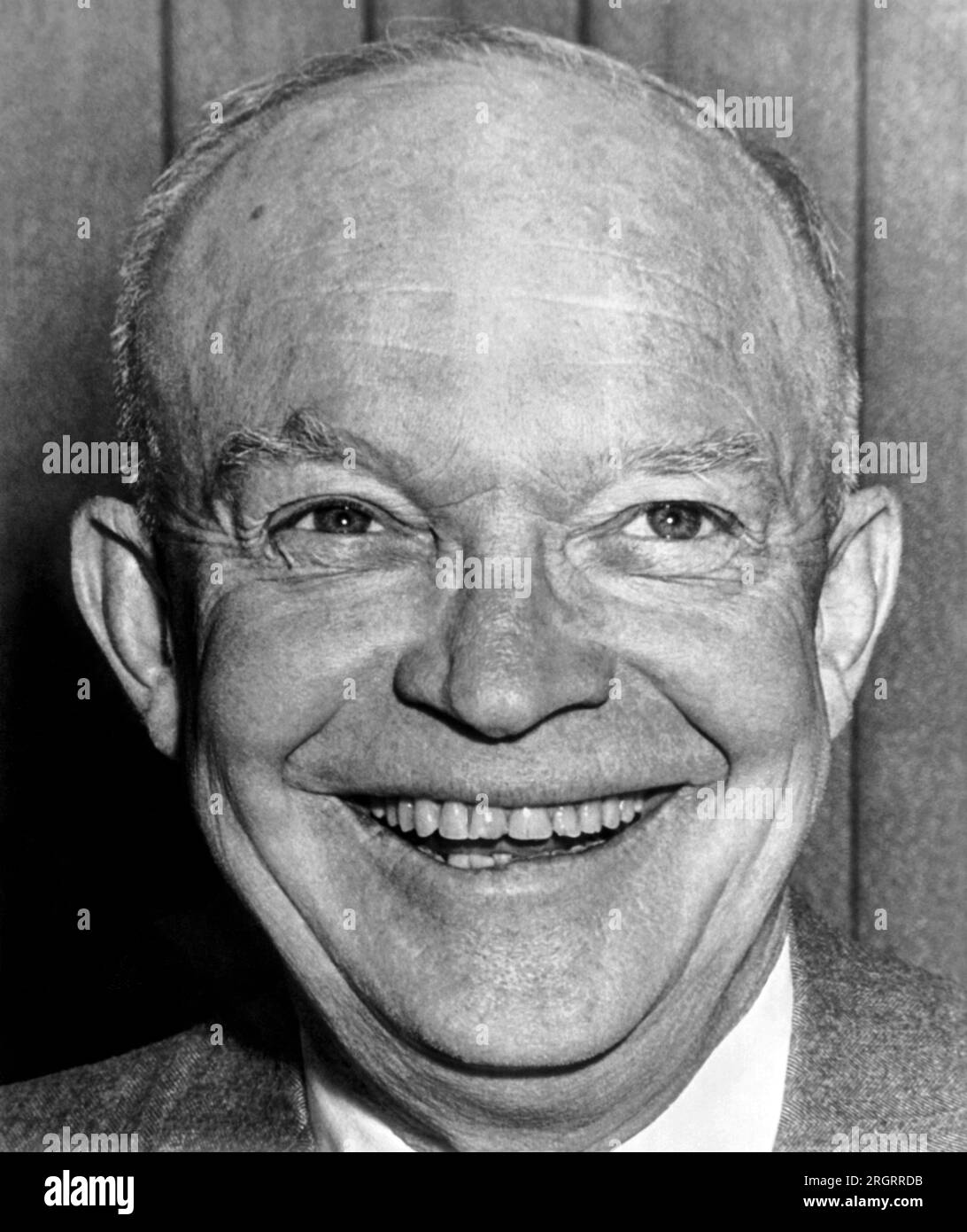 Washington, D.C.:  February 9, 1955 A portrait of President Dwight D. Eisenhower with his famous Ike smile. Stock Photo