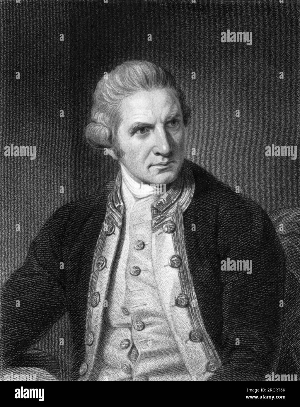 England c. 1768 An engraving of Captain James Cook, British explorer