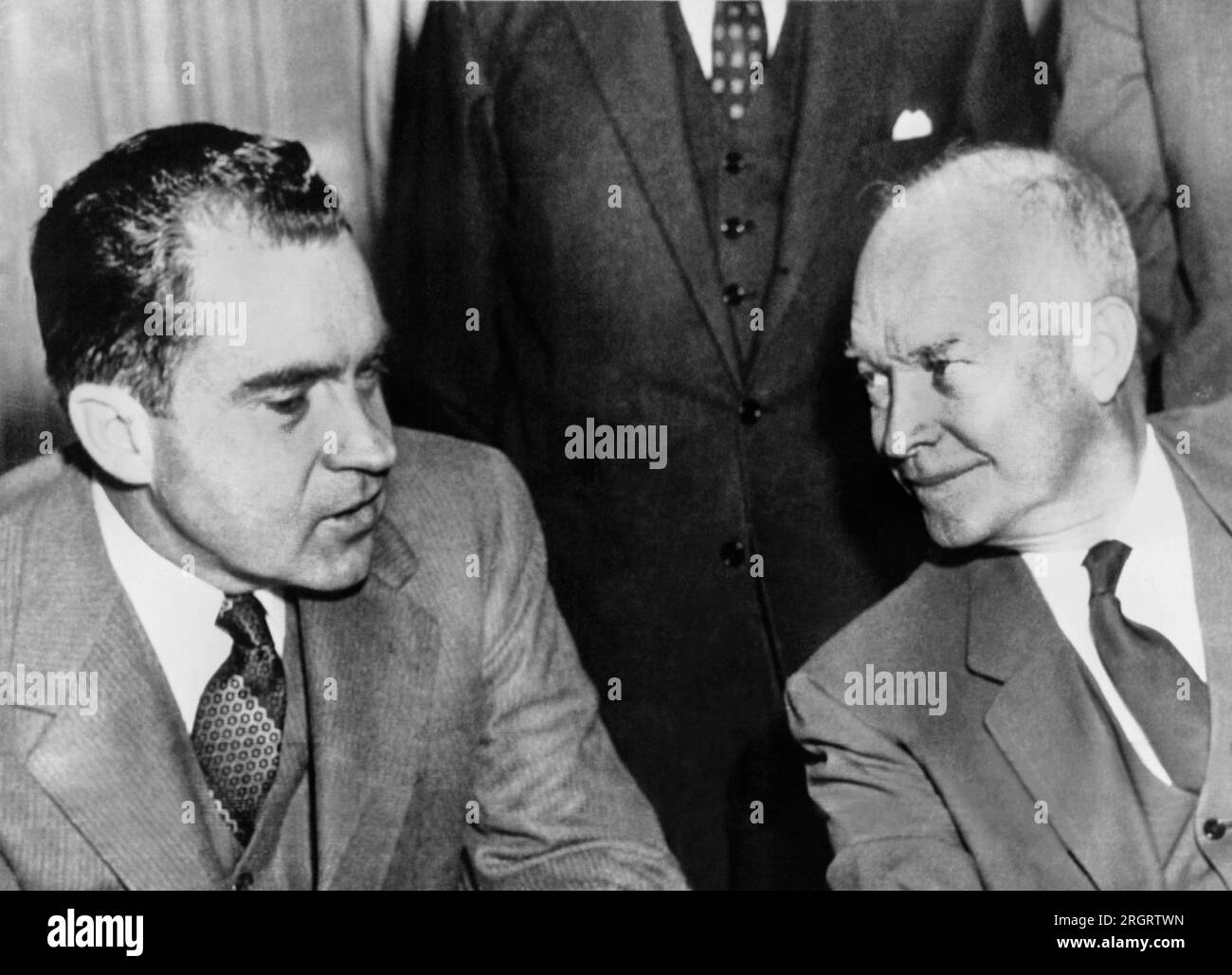 Washington, D.C.:  March 16, 1960 President Dwight D. Eisenhower endorsed Vice President Richard Nixon as his personal choice for the 1960 Republican Presidential nomination. Photograph shown is from 12/26/1956. Stock Photo
